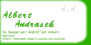 albert andrasek business card